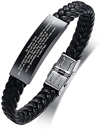 Lederarmband Herren Sohn Geschenk Weihnachts - Schwarz Leder Armbänder Gravur Inspirierendes Nachricht Zu meinem Sohn Geschenk von Mama Papa Männerarmband Geschenke Sohn Geburtstag Abschlussgeschenke