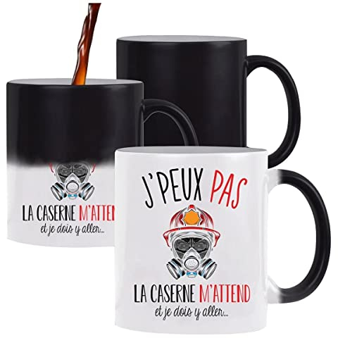 Planetee Mug Magique J'peux pas Caserne pompier | Tasse Humour