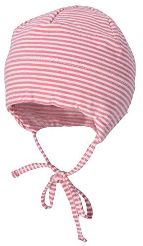 Sterntaler GOTS Beanie Ringel - Babymütze aus Singlejersey (Bio) gestreift - anschmiegsame Unisex Beanie Mütze zum Binden - Baby und Kinder Übergangsmütze, samtrosa, Größe 43