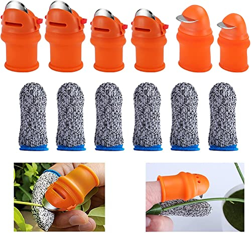 IMAGINE 12 Stück Gartenarbeit Silikon Daumenmesser Erntewerkzeug Finger Pflanze Obst Ernte Messer Separator Gartenwerkzeug
