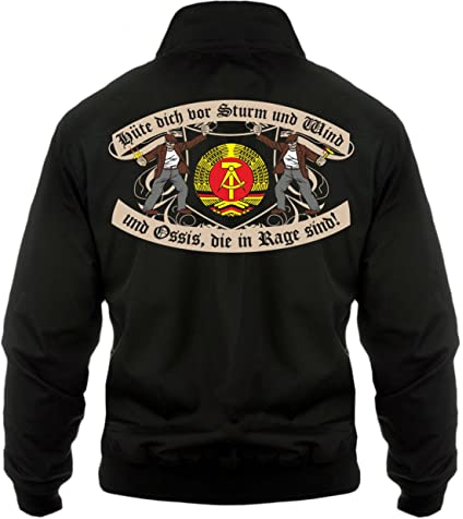 Spaß Kostet Herren Gefütterte Harrington Jacke DDR Hüte dich vor Sturm und Wind und Ossis die in Rage sind (mit Rückendruck) Größe S - 5XL