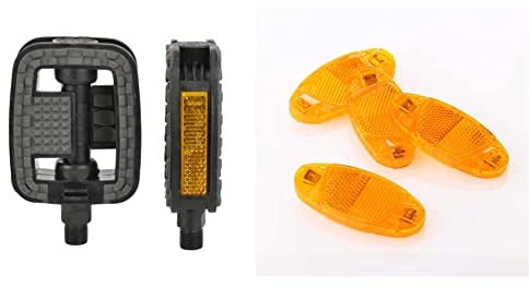 FISCHER Pedale mit Anti-Rutsch und Reflektoren, passend für alle Fahrradttypen, Schwarz & Unisex Fischer Fahrrad Reflektor 85400 Orange, Gelb, Einheitsgröße EU