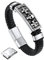Bandmax Totenkopf Kreuz Armband Herren Lederarmband Skull Armbänder Flechtarmband mit Magnetverschluss Geflochtene Armskette 23cm Wachsseilarmband Punk Rock Armschmuck für Vater