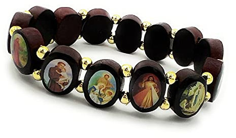 Armband alle Heiligen aus Holz mit emaillierten Bildern, 3 Stück