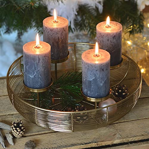 Adventskranz modern aus Metall zum kreativen Schmücken ⌀36 (Gold)