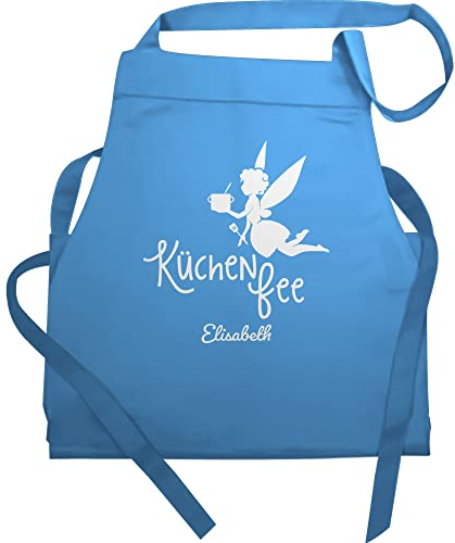 Schürze - Damen Frauen - Küchenfee mit Name I Kochschürze Küchenfee - 60x87 - Hellblau - küchenschürze mama kreative geschenke für hobbyköche koch fee kochschürzen personalisierte