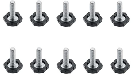 Solmer LTD 10 pcs x Adjustable Leveler Leveling Feet Furniture Table Cabinet Leg Screws M6x20mm