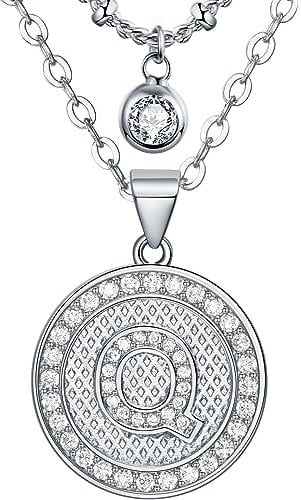 J.Endéar Kette mit Buchstaben für Damen-Kette Mehrreihig-Alphabet Cubic Zirconia Anhänger/Silber Gold Roségold/A-Z Initial Namen Layering Halskette Geschenk