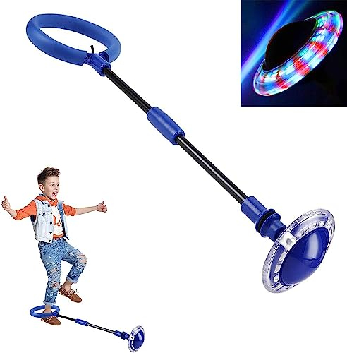 Q-WOOFF Kinder Blinkender Springring, Sport Sprungball,Faltbarer Flash Jumping Ball, Geeignet Für Geschicklichkeitsspiele Für Kinder Oder Erwachsene, Übung(Blau-1)