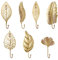 QUMENEY 7 Stücke Wand montiert Metall Kleiderhaken Gold Leaves dekorative hängende Wandhaken Schlüsselhalter Kleiderbügel für Eingang Bad Schlafzimmer Bauernhof Dekoration