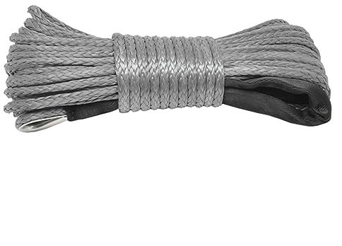 SHOKHI 15 m Windenkabel, kompatibel mit Kevlar-Kabel, Abschleppgurt, Anhängerseil mit Haken, kompatibel mit ATV-Off-Road-Zubehör, 7700 lbs 3,5 t (Color : Black Gray)