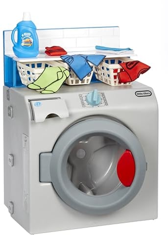 Little Tikes Retro ‘50s Inspired Washer Dryer - Lavatrice Realistica Giocattolo E Interattiva Con 7 Accessori Per Il Bucato E Suoni Vintage Realistici - Età: 2+