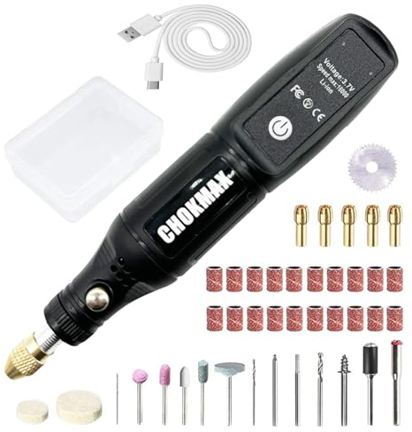 CHOKMAX Herramienta Rotativa Inalámbrica, 3.7V Li-ion Mini Kit Multi-Herramienta Rotativa con 42pcs Accesorios Amoladora Eléctrica Rotativa 16000rpm Velocidad DIY para Pulir, Limpiar y Grabar