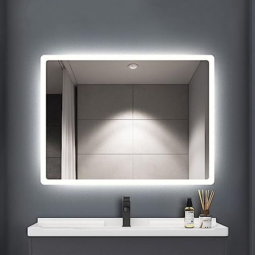 Youyijia LED Badspiegel mit Beleuchtung, 40x60cm Wandspiegel Mit Touch Schalter, Dimmbar, 3 Lichtfarbe Einstellbare