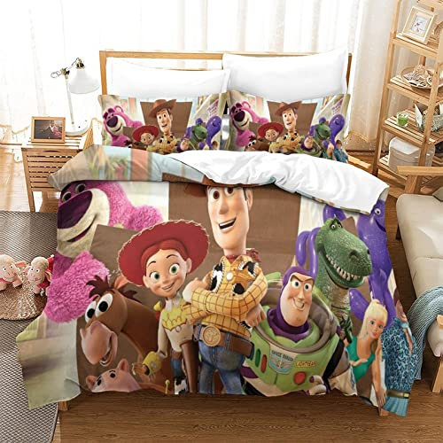 Gerrit Parure De Lit 135x200 cm 3D Toy Story Imprimé Housse De Couette 135x200 cm avec Éclair Et Taies Doux Et Durable Hypoallergénique Housse Couette pour Adultes Et Enfants