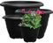 VR7 Plastic Planters Flower Pots with Drainage Holes for Indoor/Outdoor Use 58cm - Set of 2 Modern Decorative Planters Black