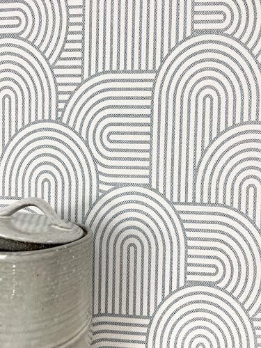 Newroom Tapete Grau Vliestapete Linien - Mustertapete Boho Weiß Bogen Boho Tapete Modern Ethno-Muster Grafisch inkl. Tapezier-Ratgeber