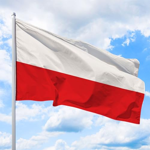 Polen Flagge 120 x 80 cm - für Fahnenmast, Polenfahne aus reißfestem Fahnen-Polyester-Stoff, Hissfahne Quer wetterfest und UV-beständig