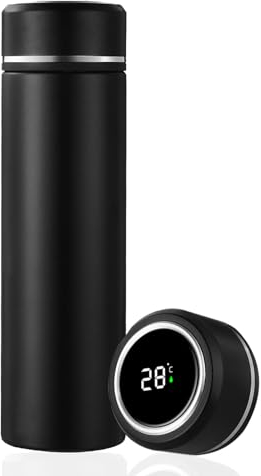 460ml Gourde Isotherme,Bouteille isotherme en acier inoxydable,Bouteille Isotherme Étanche,Bouteille Isotherme sous Vide avec Affichage de la Température Intelligent Température à Ecran LED