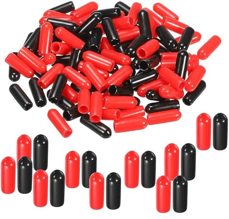 TA-VIGOR 100Pcs Rubber End Caps 4mm ID Flexible Round Thread Protectors | Vinyl Flexible Bolt Covers End for Screws, Bolts, Tubes, Cables And Wires