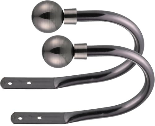 Lister Cartwright Curtain Hold Backs 2 x Metal Curtain Holdback Decorative Drapery All Fixing Inc (Black Nickel, Elemental Ball)