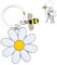 kiki fancy Porte-clés marguerite mignon pour femme, fille, homme, meilleur ami, cadeau d'anniversaire, blanc, taille unique