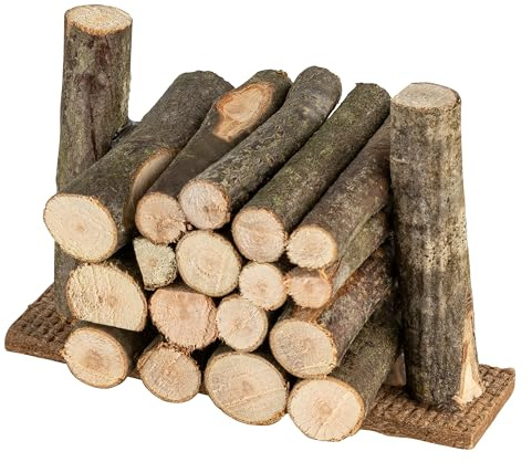 MaMeMi HOLZSTOß Feuerholzstapel aus ECHTEM Holz [HANDGEFERTIGT, ca. 7 x 5 x 5 cm] – Dekoration für WEIHNACHTSKRIPPE und Modellbau
