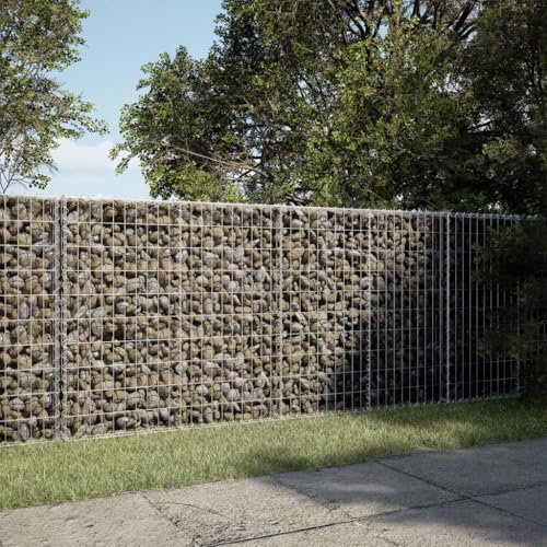 Homgoday Panier Gabion avec Couvercle 200x100x100 cm Fer Galvanisé, Mur à Gabion de Jardin, Panier de Gabion Clôture de Extérieur pour Terrasse, Arrière-Cour, Pelouse