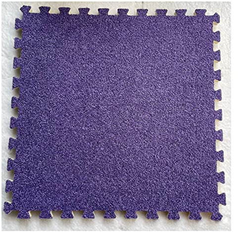 Kurzer Plüsch-Puzzleteppich, 12 Fliesen, Quadratische Schaumstoff-Bodenmatte, Weiche Ineinandergreifende Teppichfliesen, Spielmatte, Bodenschutzmatten Für Spielzimmer(Size:30x30 cm,Color:Lila)
