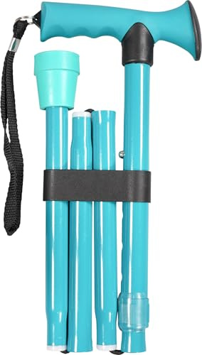 aidapt Faltbarer Verstellbarer Gehstock mit ergonomischem Gummigriff, 5 Höheneinstellungen, leichtes Aluminium