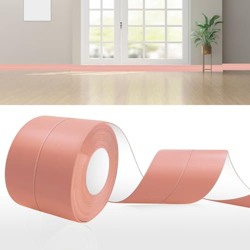 DIKARIYA Weichsockelleiste Selbstklebend Rosa, 19x19mm 6 Meter PVC Sockelleiste Selbstklebende, Weichsockelleiste Flexibel Fussleisten Selbstklebend, Flexible Knickleiste für Küche Bad Badezimmer