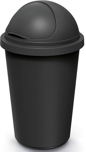 Monzana® Mülleimer Küche 50L mit Schiebedeckel 100% Recycelter Kunststoff Abfalleimer Büro Müllsackhalterung Papierkorb Biomüll Gelber Sack Schwarz