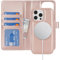 Zouzt Case for iPhone 16 Pro 6.3 Inch, 2 in 1 Detachable Wallet with Card Holder for MagSafe Magnetic Wireless Charging Premium PU Leather Flip Folio Kickstand Shockproof Cover Women, Rose Gold