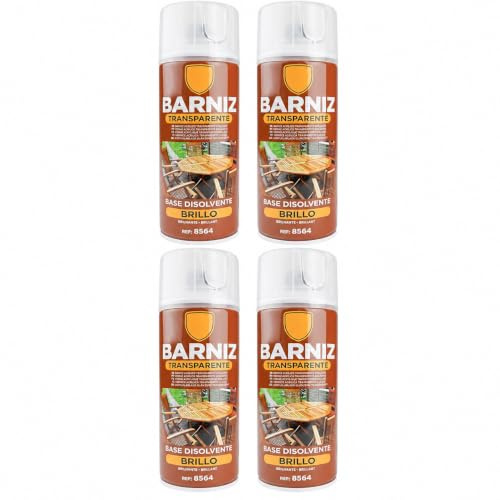 various Pintura Spray Barniz Brillo de 400 ml Adecuado para las Superficies de Metal, Madera y Plástico Pack de 4 Unidad