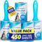 PetLovers Extra stark haftende Fusselrolle Mega-Vorteilsset mit 450 Blättern zum Entfernen von Tierhaaren und Fusseln von Kleidung, Hunde- und Katzenfusselentferner, 5er-Pack Hellblau