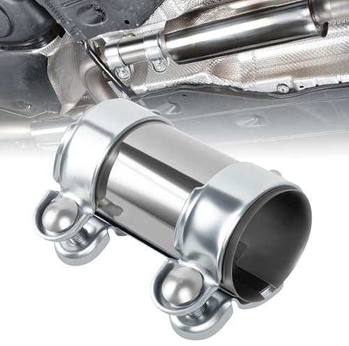 Fascetta di Scarico in Acciaio Inox, Ø 55 mm x 95 mm Morsetto di Scarico Connettore Tubo, Morsetti di Scarico Morsetti con Doppio Morsetto Sistema di Scarico Universale 125 mm Lunghezza