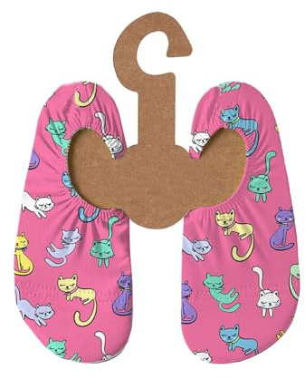 Slipstop Kinder Strandschuhe Anti Rutsch Sport Schuhe Schwimmschuhe Badeschuhe Urlaub Yoga für Mädchen Kitties pink mit Katzen Sonnenschutzfaktor 50+, Gr. 27-29