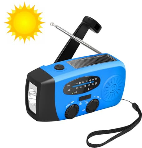 radios Solar De Emergencia, radios A Pilas Portatil, Am/FM/NOAA Emergencys, Linterna LED, Manivela De Meteorológica, Portátil, Manivela De Mano FM Am para Camping Y Supervivencia