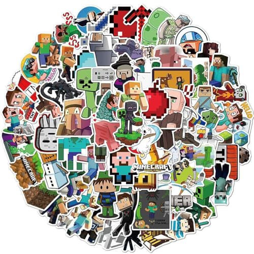 100PCS Minecraft Stickers, Waterproof Vinyl Stickers, PVC Minecraft Sticker for Water Bottles, Bikes, Luggage, Computer, Skateboard Car, Motorcycle