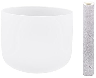 CHIMHOON Juego de cuencos sonoros de cristal, cuenco tibetano de cristal, 8 pulgadas, cristal de cuarzo, cuenco tibetano esmerilado, para meditación, relajación de oración