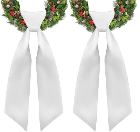 2uds Cinta para Guirnalda Blancas, Cinta Navidad Blanco Puerta Principal Accesorios para Halloween Navidad Bodas Patios Entradas y Decoración de Exteriores