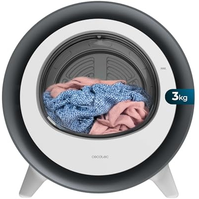 Cecotec Mini Asciugatrice Portatile 3 Kg Bolero DressCode Dry 3500V Silver. di Scarico, 8 programmi, A, Asciugatura Automatica Intelligente, Touch, Funzione UV Care, Dry Shoe Rack, Avvio Ritardato