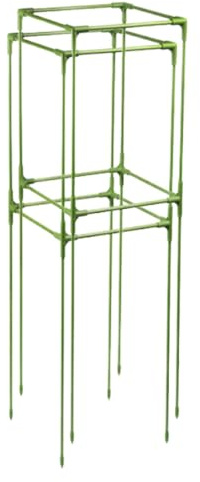 Dualoai 2 Stück Tomatenkäfig Quadrat Rankgitter Pflanzensupport Trellis Aus Widerstandsfähigem Fiberglas Platzsparend Zusammenklappbar für Selbstversorgung Ba, Mehrfarbig, 27cmx27cmx82cm