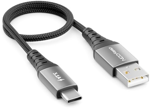 deleyCON 0,30m USB C Kabel 3.1A Kurzes Ladekabel Datenkabel USB-A auf USB-C Cable für iPhone 17 16 15 Pro Max Air Galaxy A16 A56 S26 S25 S24 S23 Pixel iPad Pro Notebook AirPods Tablet Switch PS5