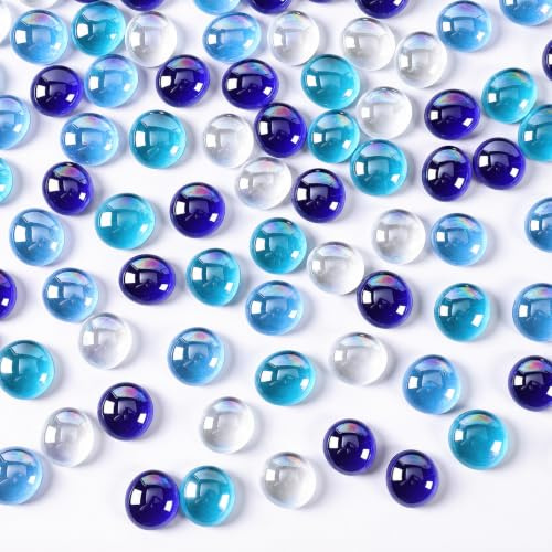 chiying Glass Pebbles 220 Pcs Glass Beads for Vases Ocean Series Sparkling Blue Glass Stones for Vase Filler Fish Tank DIY Crafts Decorative