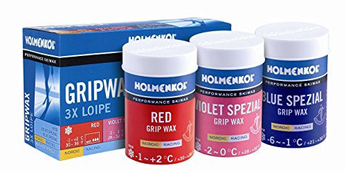Holmenkol 3X Loipe Grip Wax a 45 g Steigwachs Set für Langlauf