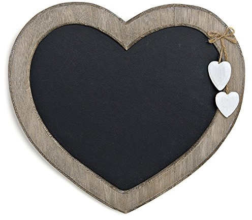 TEMPELWELT Landhaus Memotafel in Herzform zur Kreide Beschriftung, 30cm x 27cm Küchentafel Kreidetafel Herz