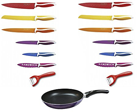 Set 14pz Coltelli da Cucina Royalty Line + 1pz Padella antiaderente in OMAGGIO