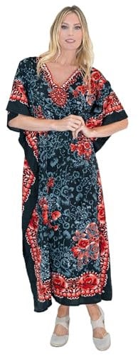 Miss Lavish London Kaftan Dresses for Women,Long Beach & Swimsuit Coverups, Plus Size African Caftan Dress, Moroccan Style Kaftans for Women Loungewear-Black,XL