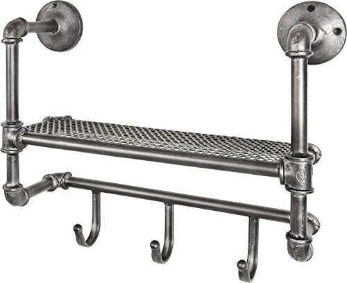 HAKU Möbel Wandgarderobe anthrazit, Metall - Maße: B 52 cm x H 41 cm x T 16 cm, Style: Industrial